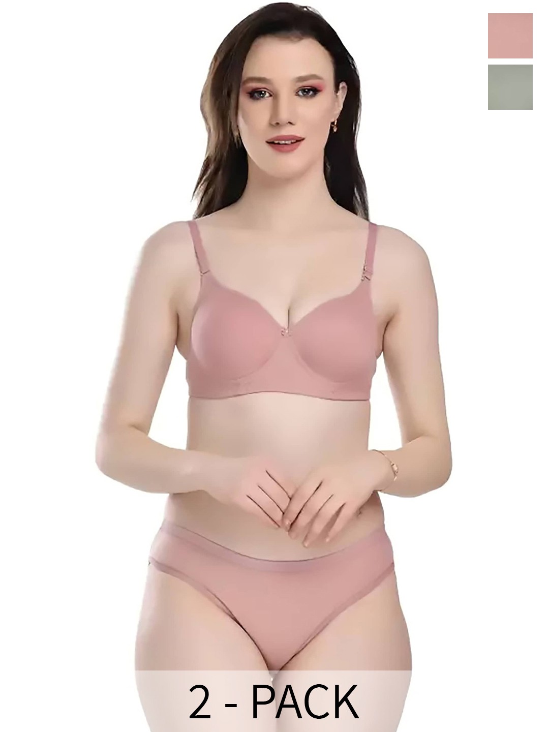 

Aamarsh Pack Of 2 Cotton Lingerie Set, Green