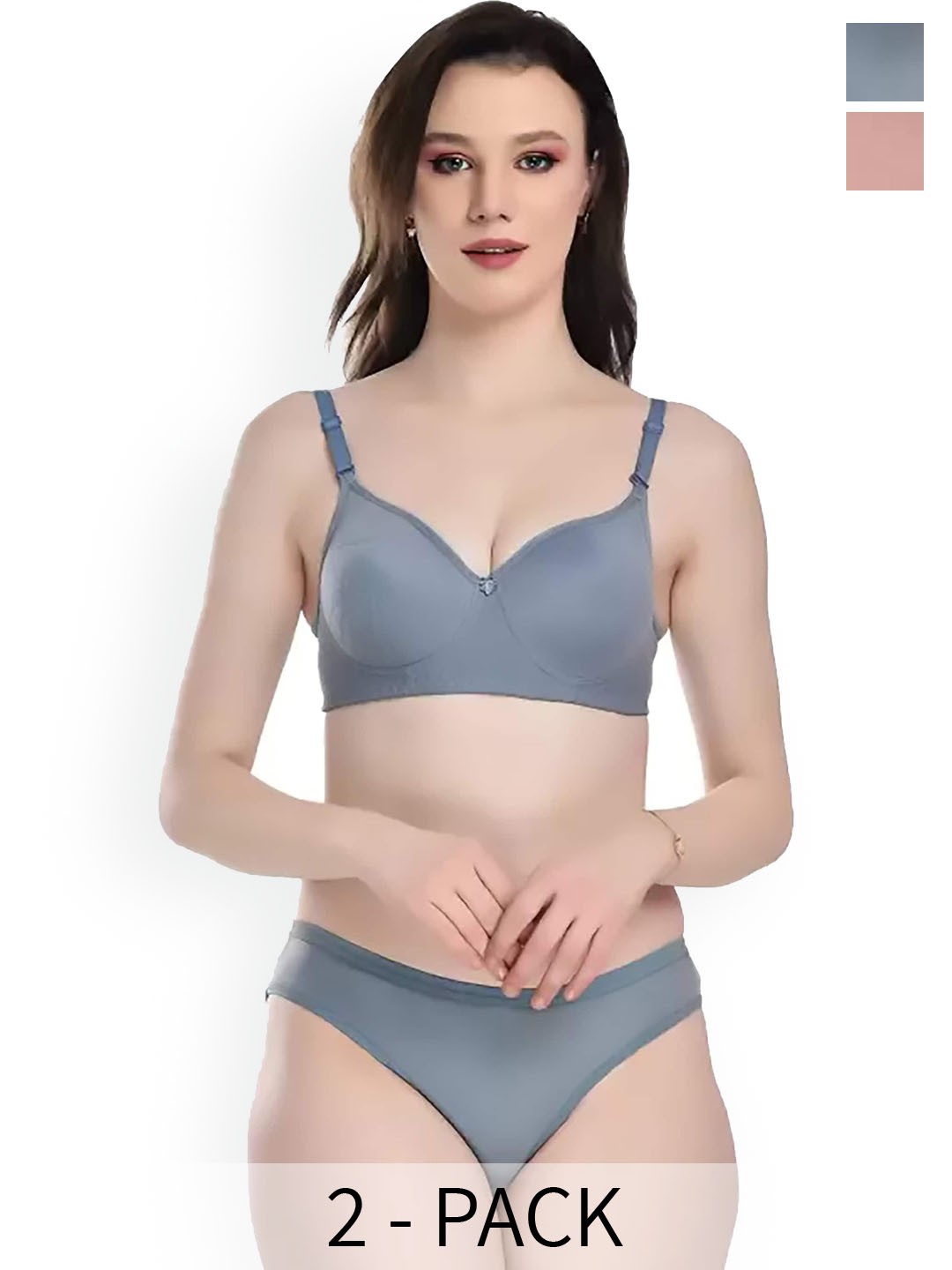 

Aamarsh Pack Of 2 Cotton Lingerie Set, Blue