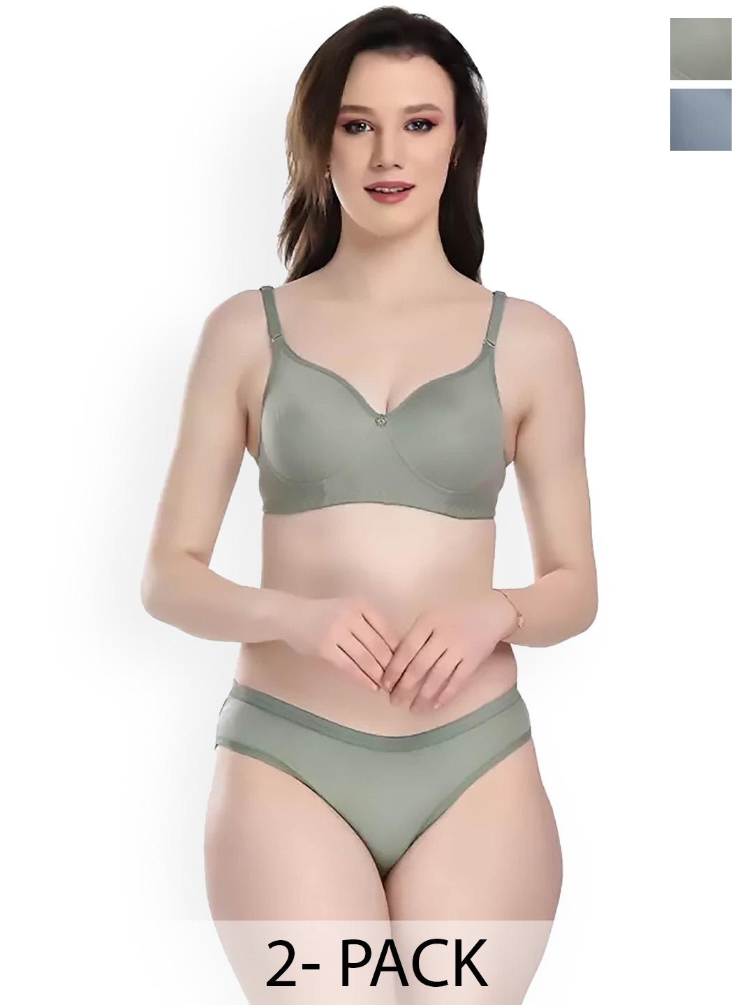 

Aamarsh Pack Of 2 Cotton Lingerie Set, Green