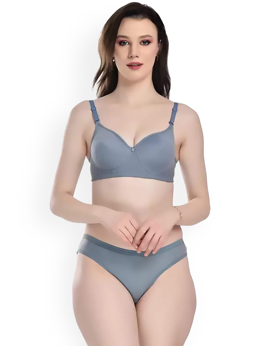 

Aamarsh Cotton Non Padded Bra & Mid-Rise Brief, Blue