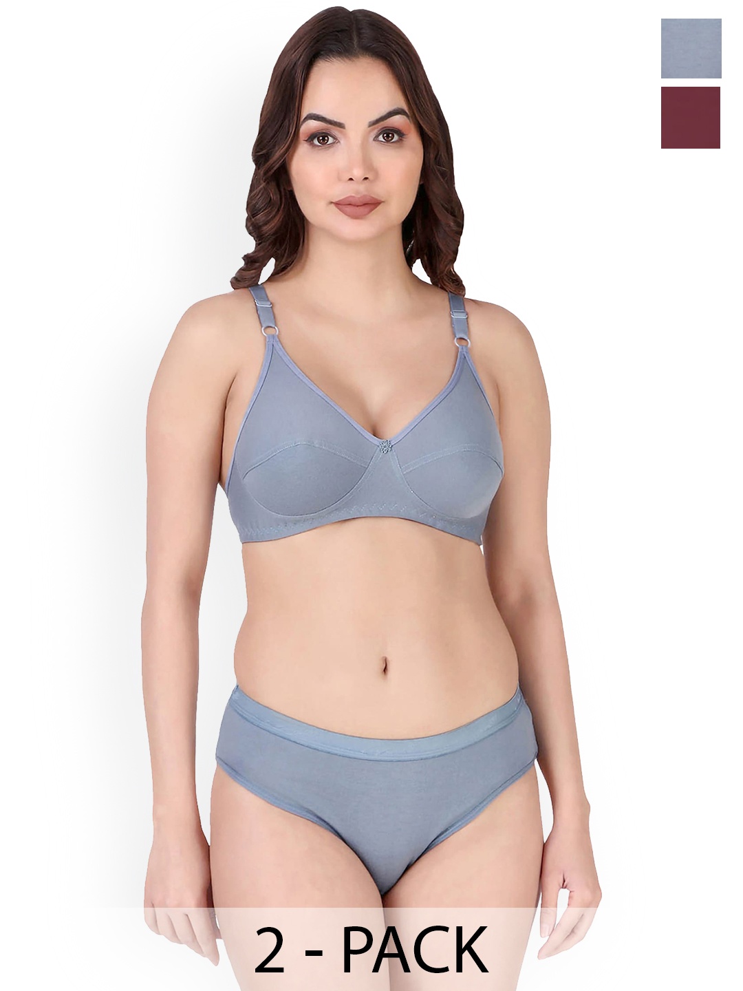 

Aamarsh Pack Of 2 Cotton Lingerie Set, Blue