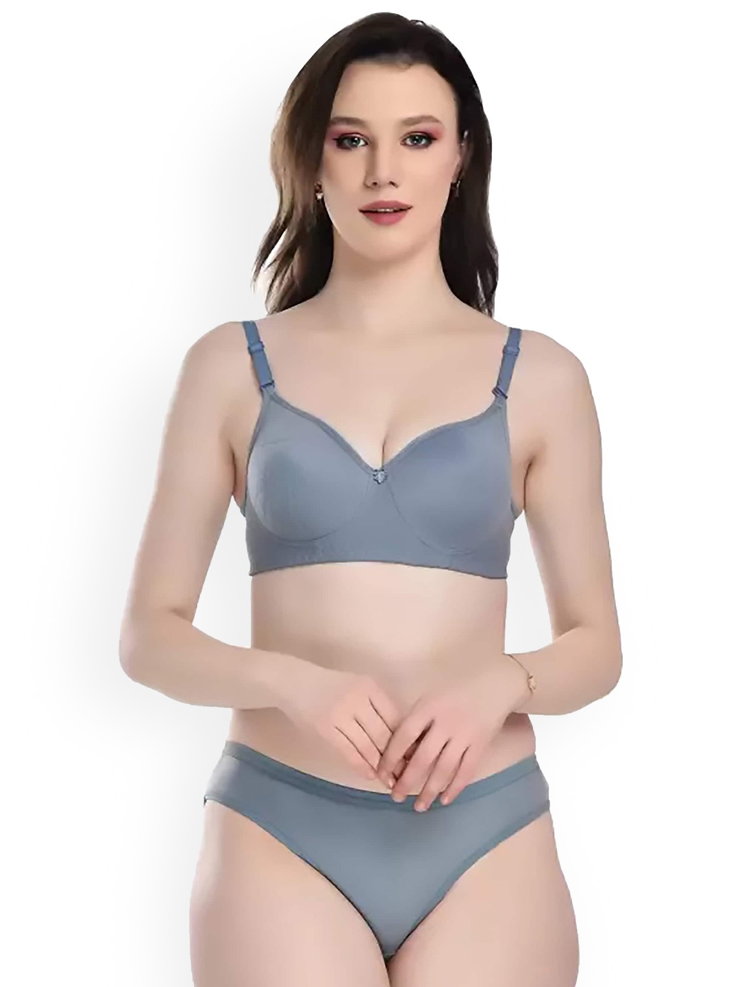

PIBU Non Padded Cotton Lingerie Set U_PDSHA Set1, Blue