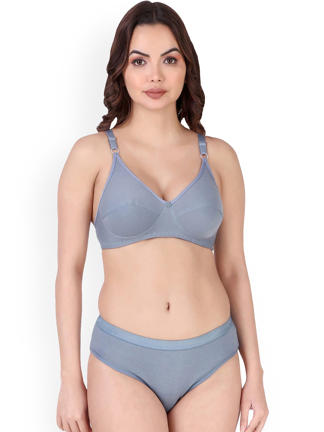

PIBU Non Padded Cotton Lingerie Set, Grey
