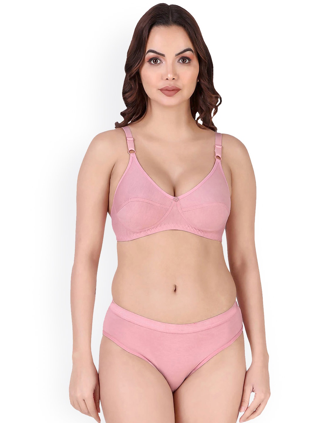 

PIBU Non Padded Cotton Lingerie Set, Pink