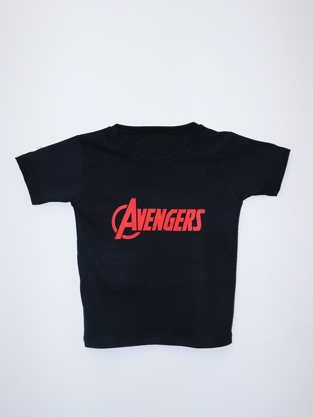BAESD Boys Typography Avengers Printed Round Neck Short Sleeves Regular Fit Casual T-shirt, Black