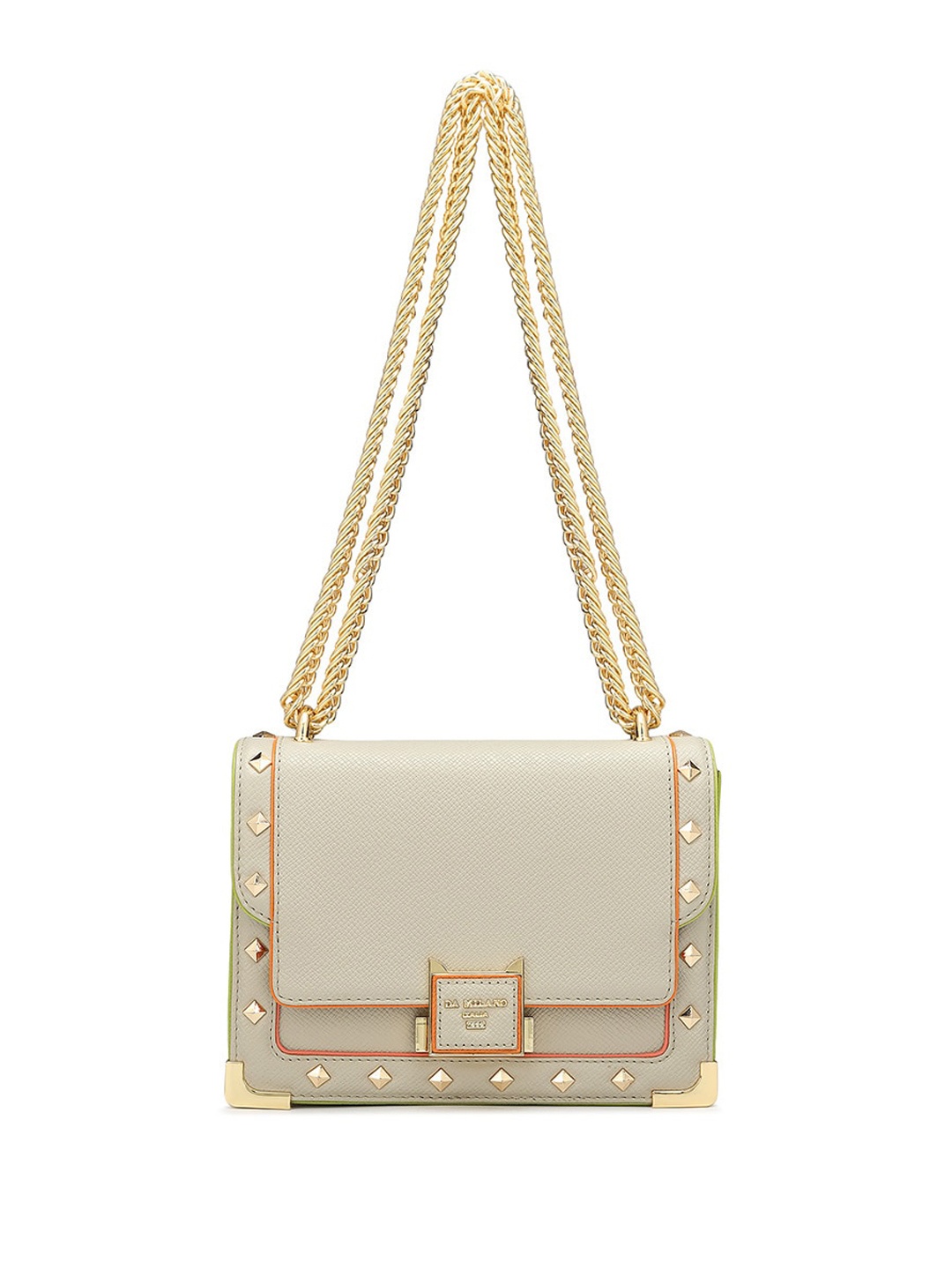 

Da Milano Embellished Leather Structured Sling Bag, White