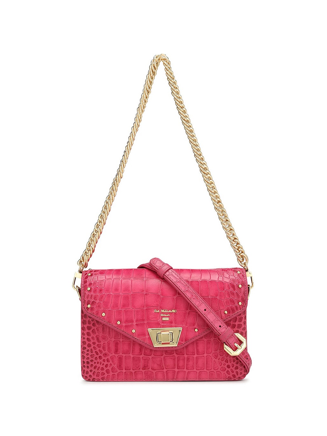 

Da Milano Textured Leather Structured Sling Bag, Magenta