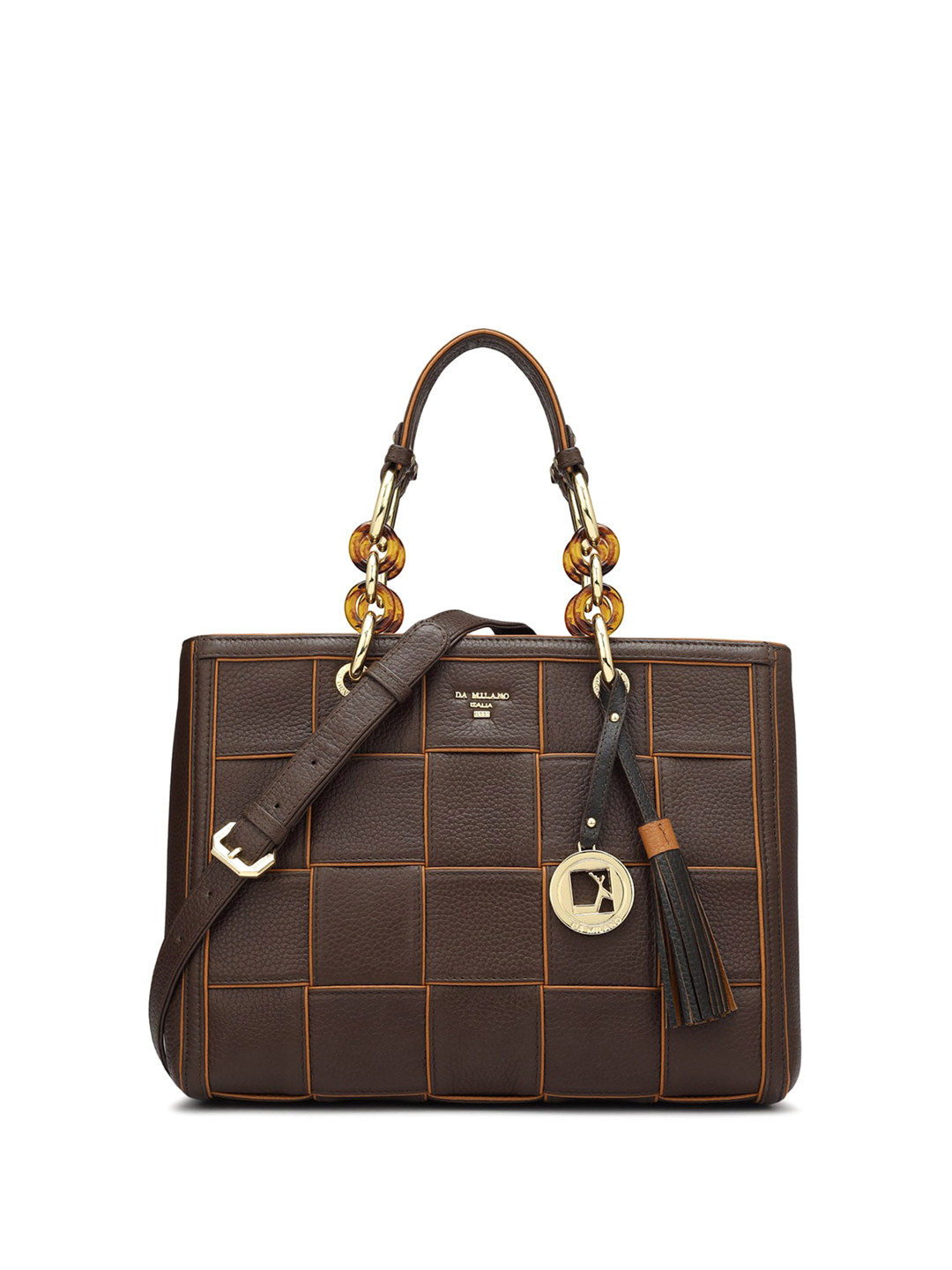 

Da Milano Leather Structured Handheld Bag, Brown