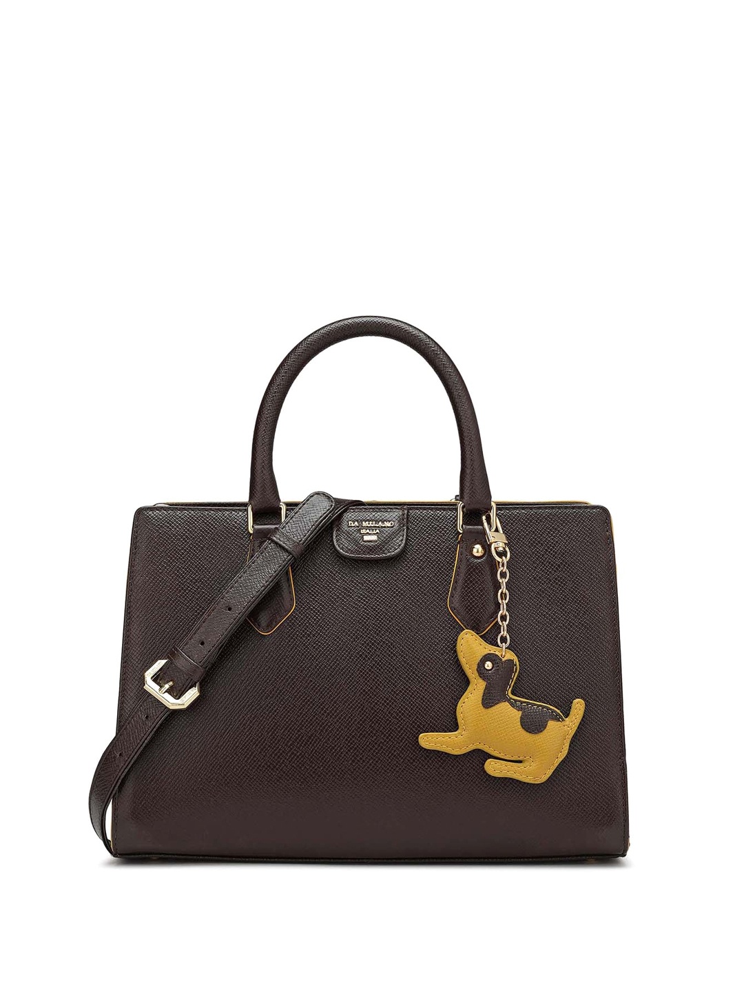 

Da Milano Textured Leather Structured Handheld Bag, Brown