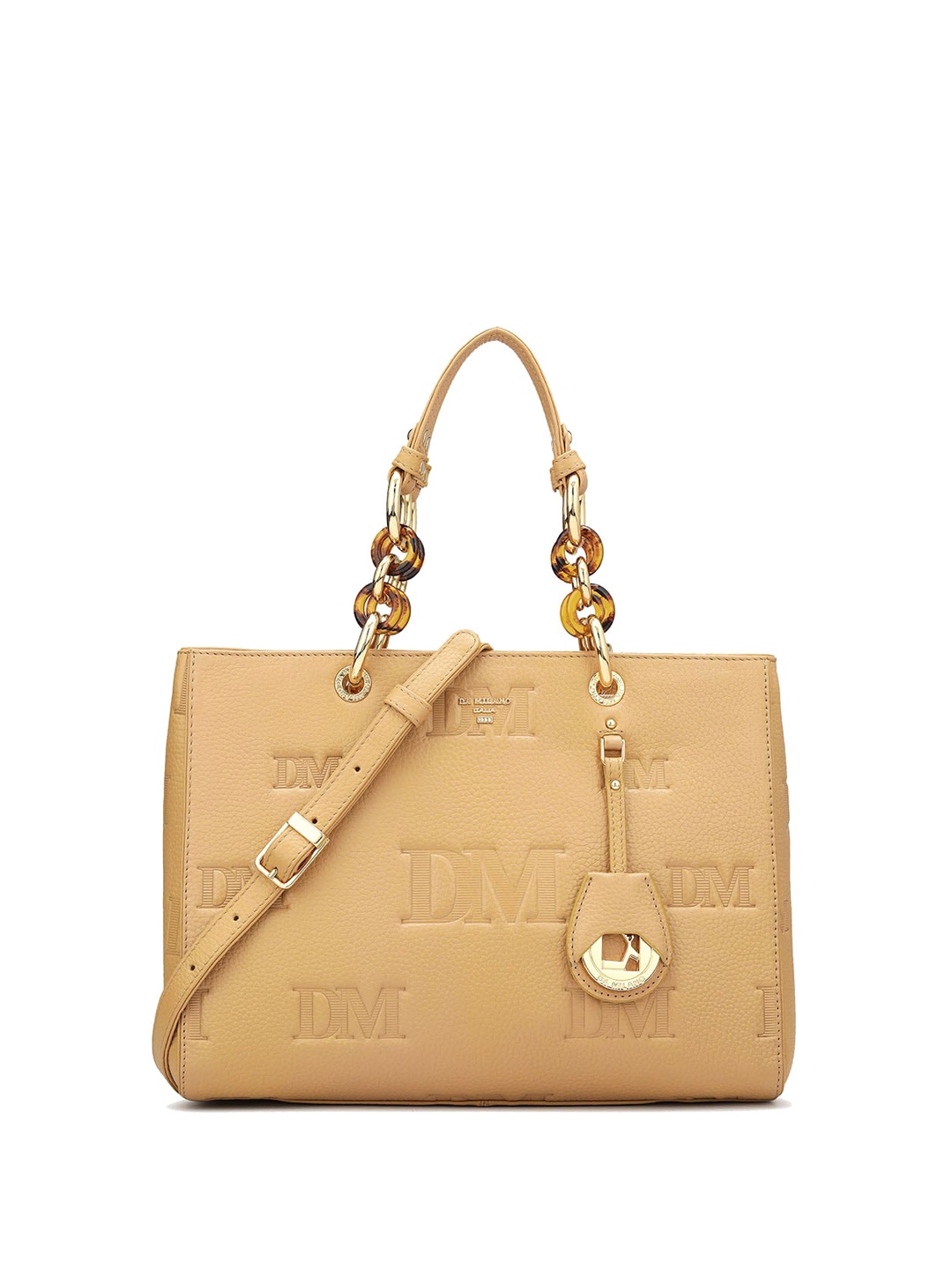 

Da Milano Leather Structured Handheld Bag, Beige