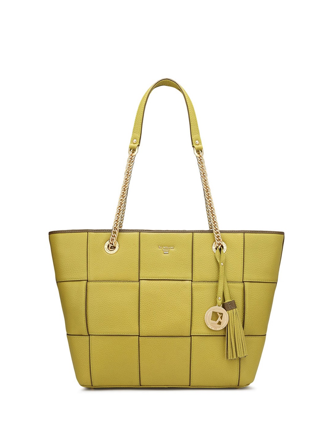 

Da Milano Checked Leather Structured Shoulder Bag, Green