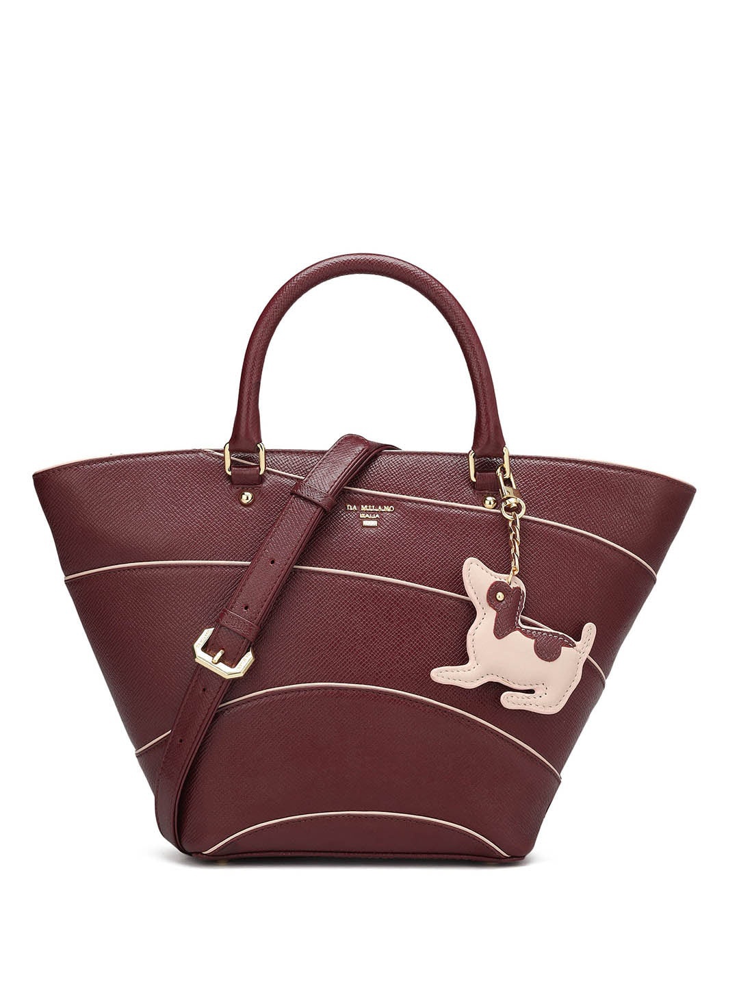 

Da Milano Leather Structured Handheld Bag, Burgundy