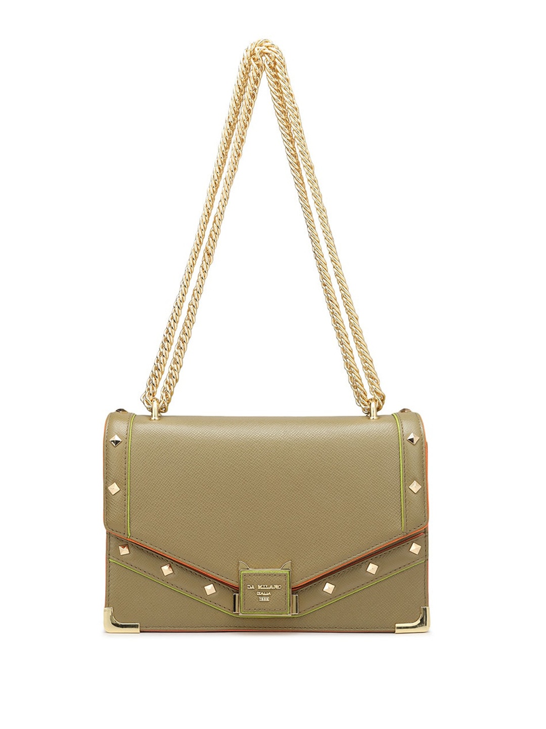 

Da Milano Embellished Leather Structured Sling Bag, Green