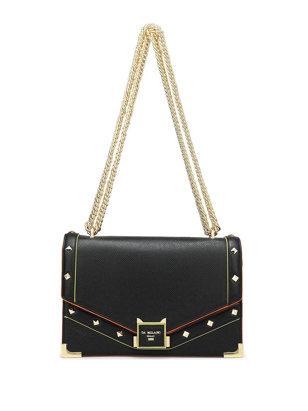 

Da Milano Embellished Leather Structured Sling Bag, Black