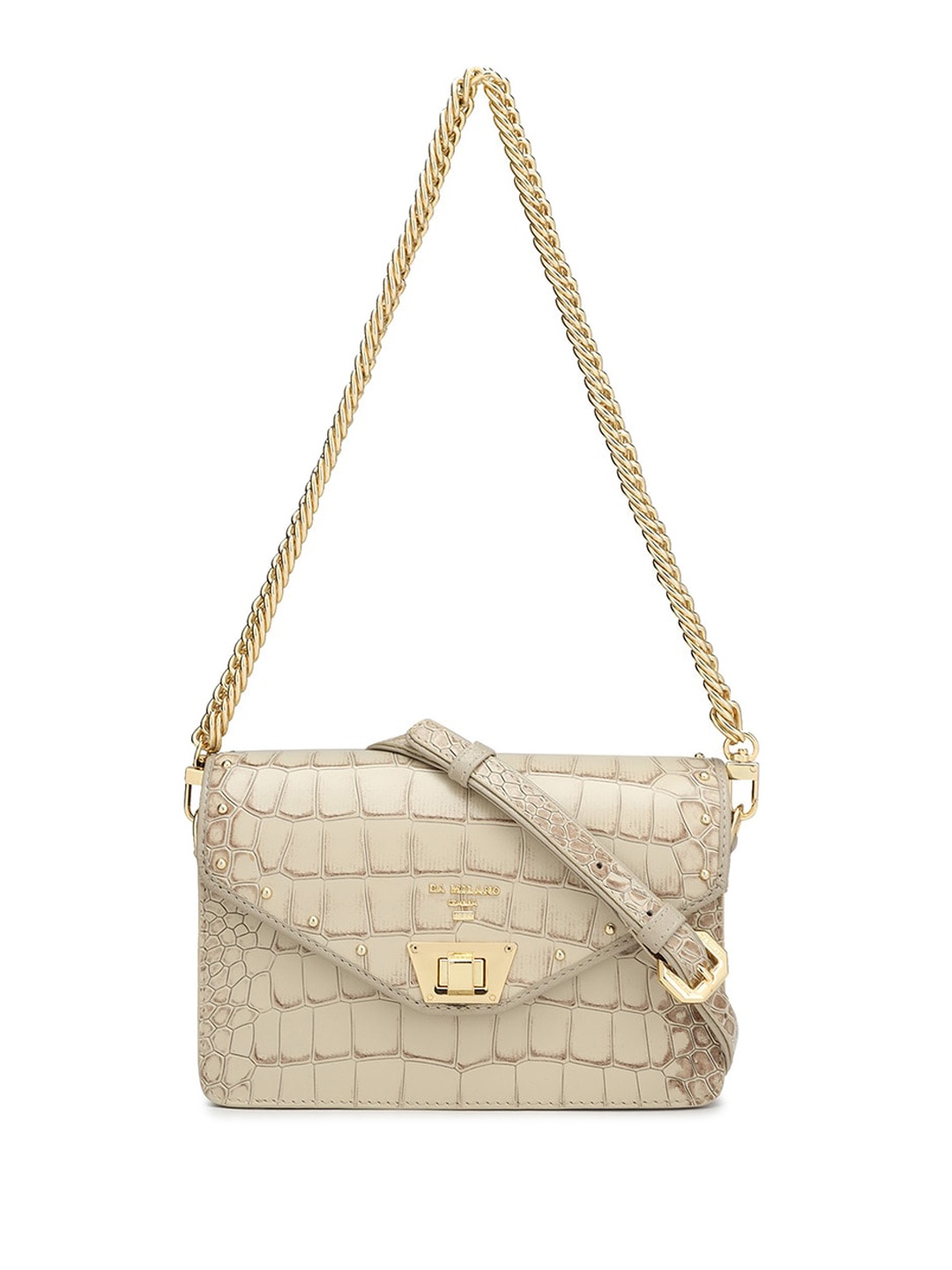 

Da Milano Textured Leather Structured Sling Bag, White