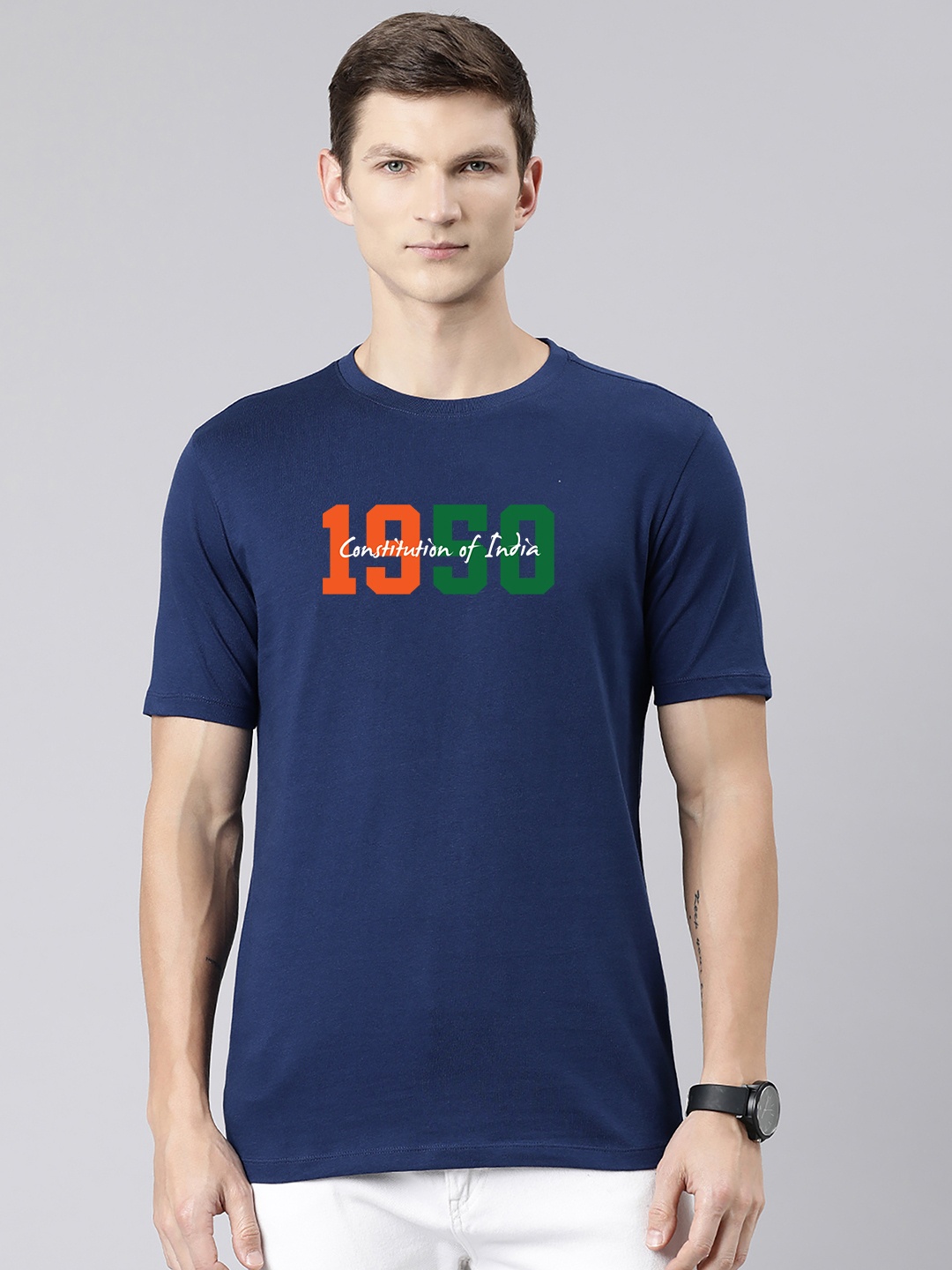 

Harvard Men Typography Printed Applique T-shirt, Navy blue