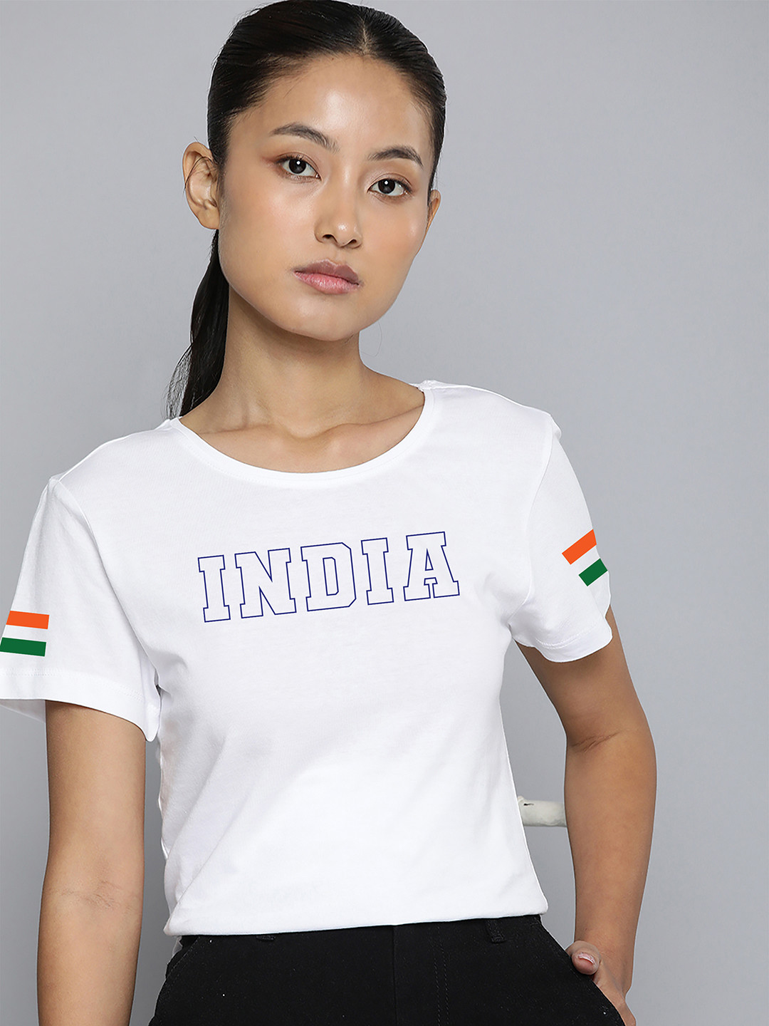 

Harvard Women Typography Printed Applique T-shirt, White