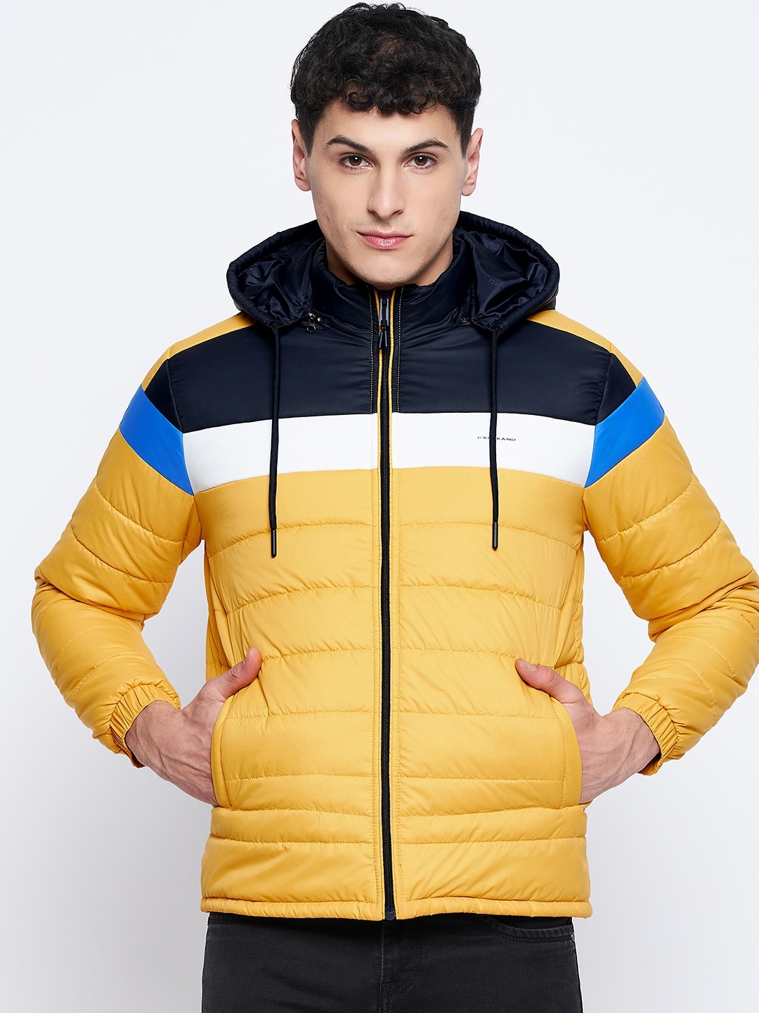 

Okane Colourblocked Hooded Lightweight Puffer Jacket, Yellow
