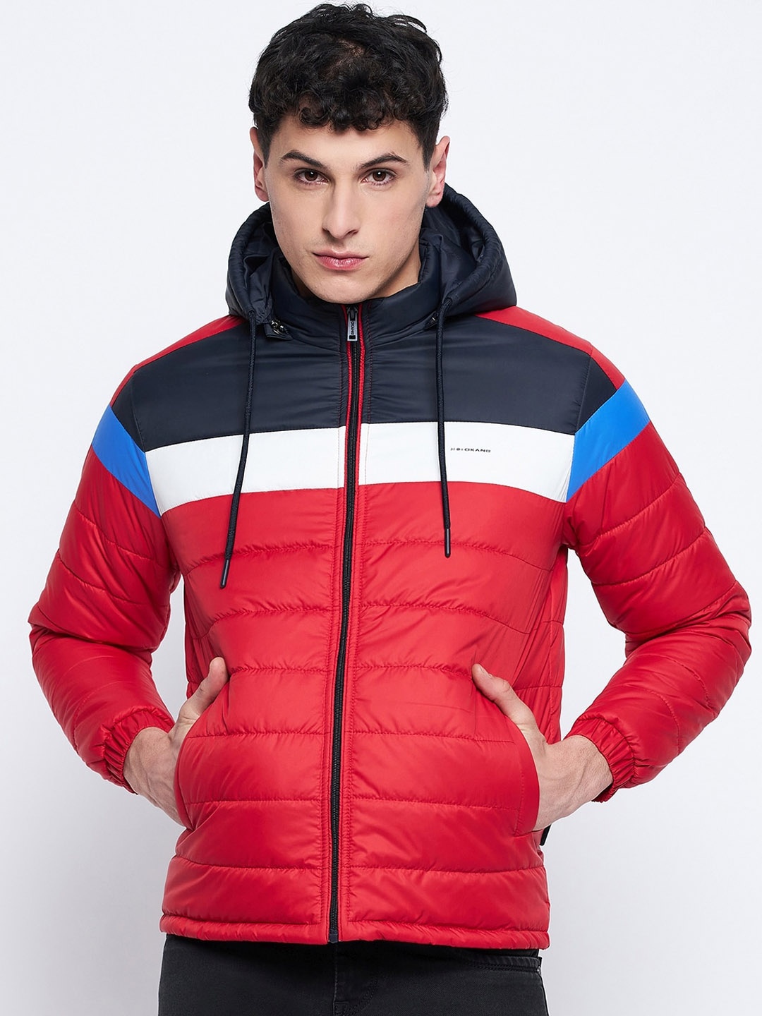 

Okane Colourblocked Hooded Lightweight Padded Jacket, Red