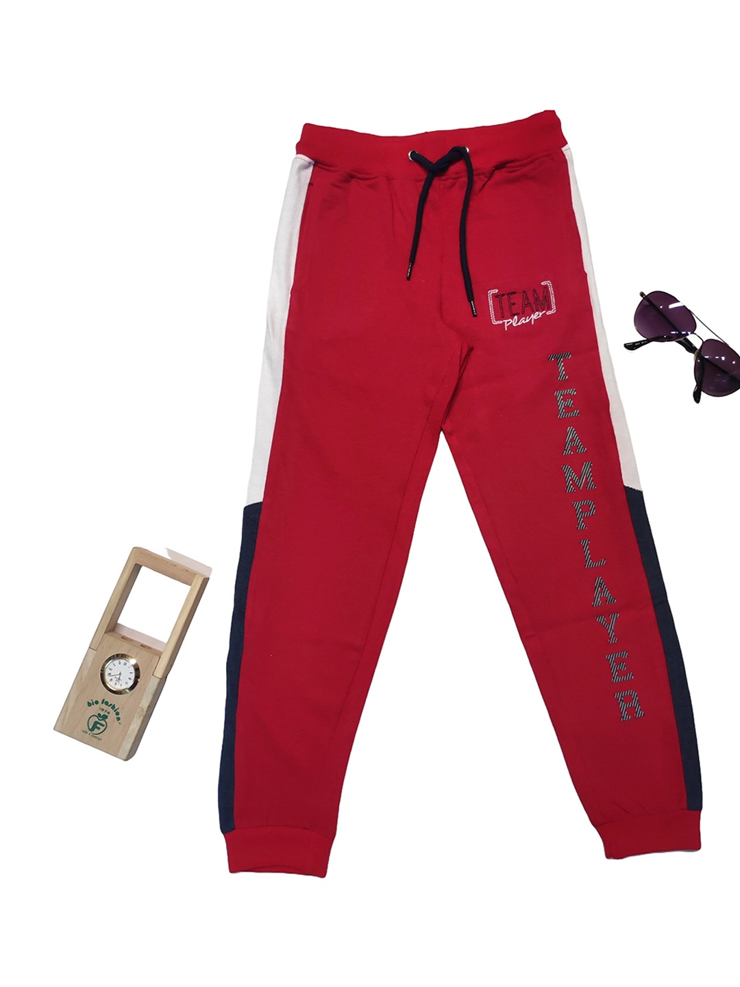 

BAESD Boys Mid-Rise Typography Printed Cotton Joggers, Red