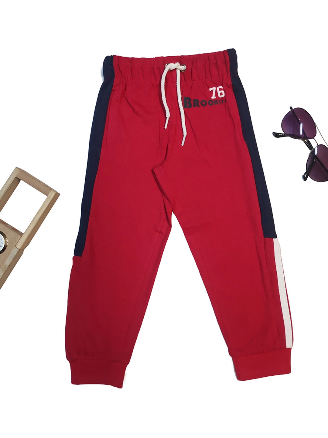 

BAESD Boys Mid-Rise Cotton Joggers, Red