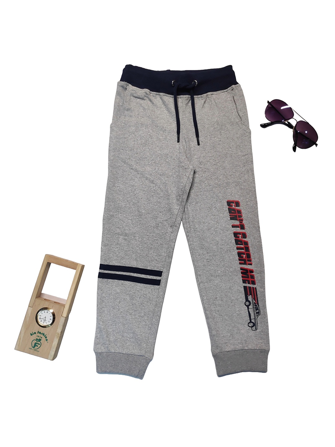 

BAESD Boys Cotton Mid Rise Joggers, Grey melange