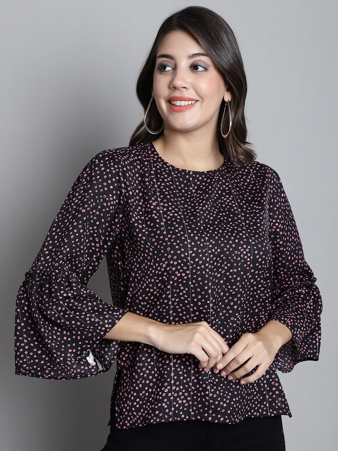 

Dressitude Geometric Printed Round Neck Top, Black