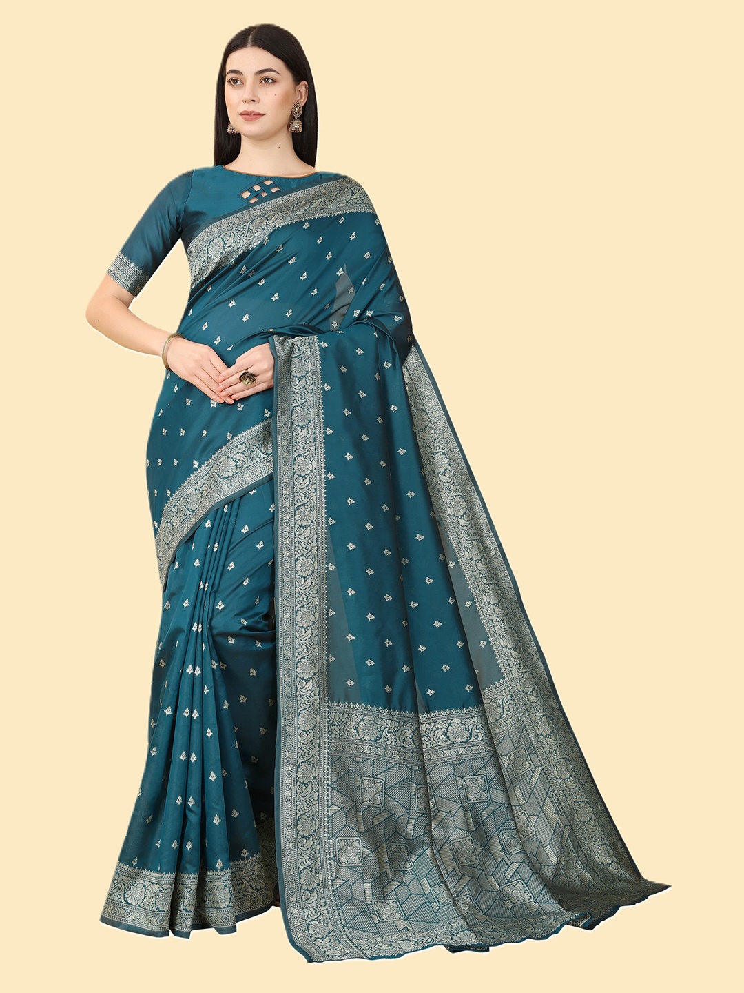 

Celeb Styles Ethnic Woven Design Zari Banarasi Saree, Teal