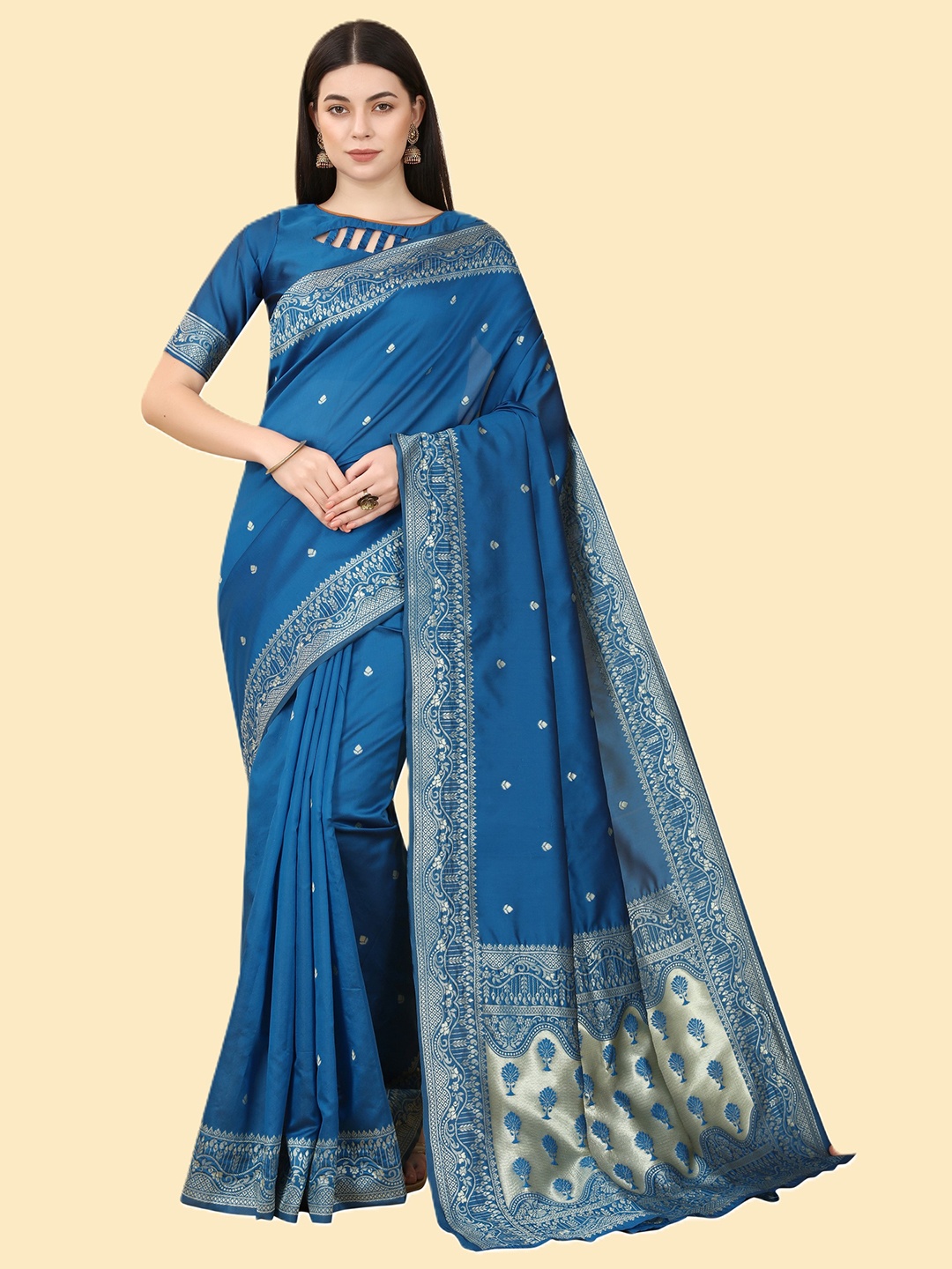 

Celeb Styles Ethnic Woven Design Zari Banarasi Saree, Teal