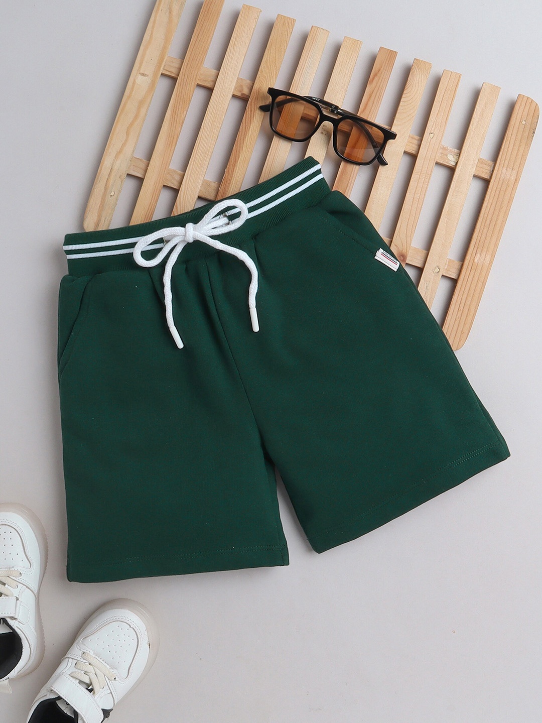 

BAESD Boys Mid Rise Cotton Shorts, Green