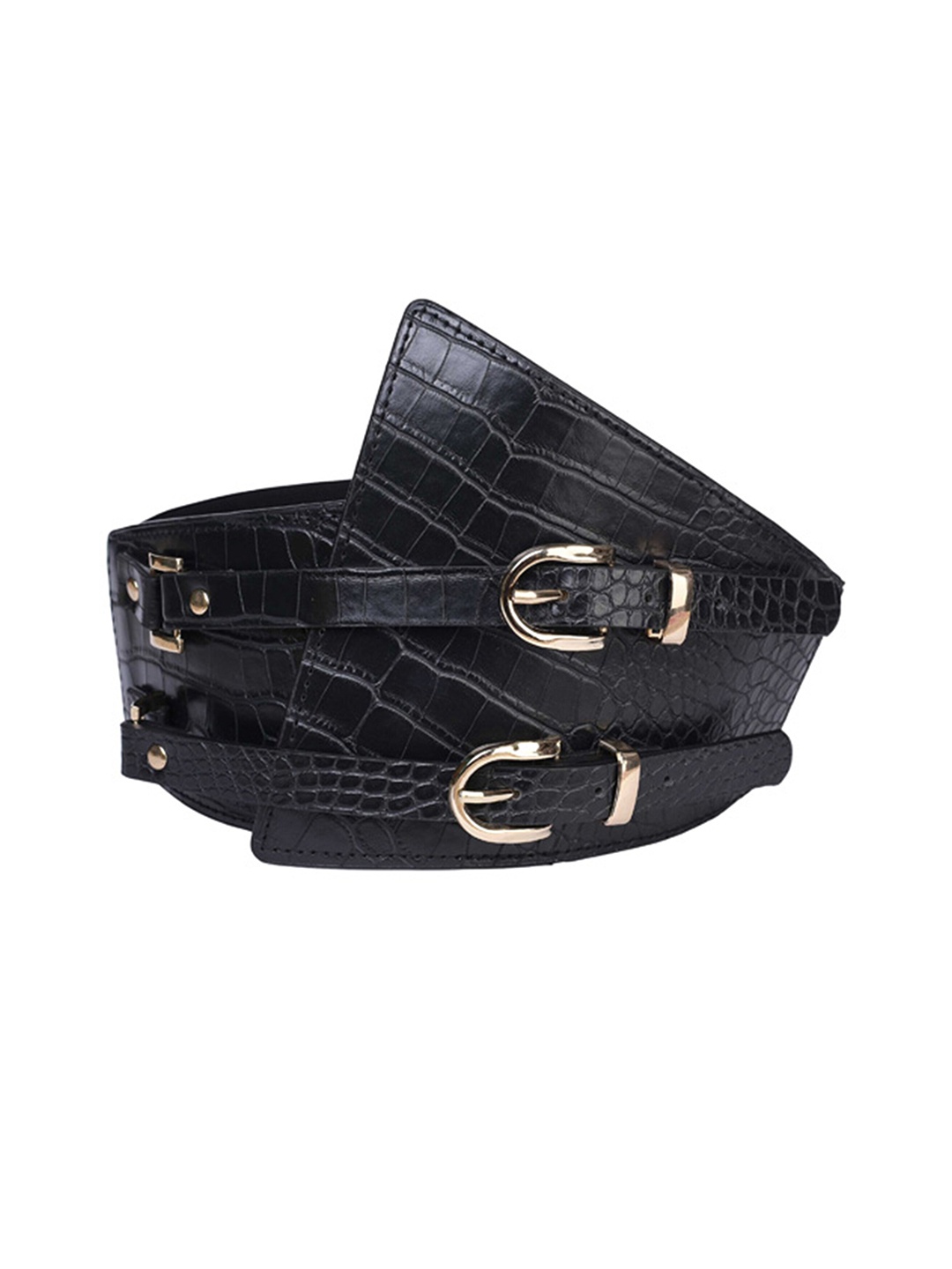

REDHORNS Women Textured Belt, Black