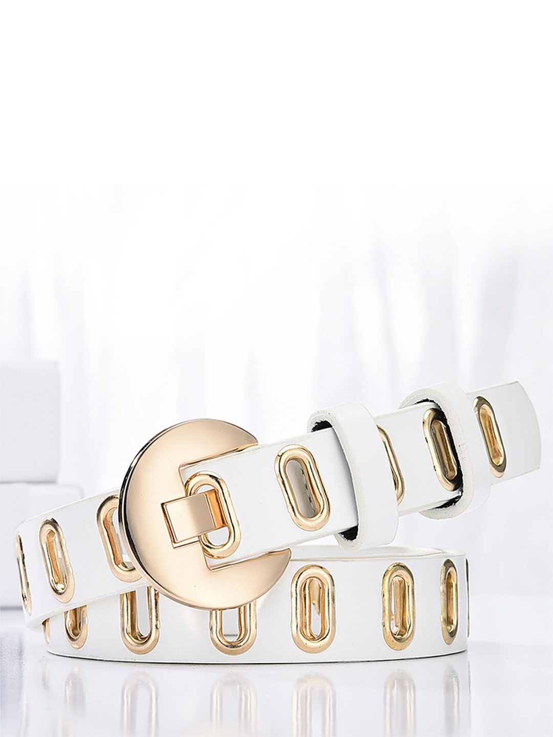 

REDHORNS Women Textured Belt, White