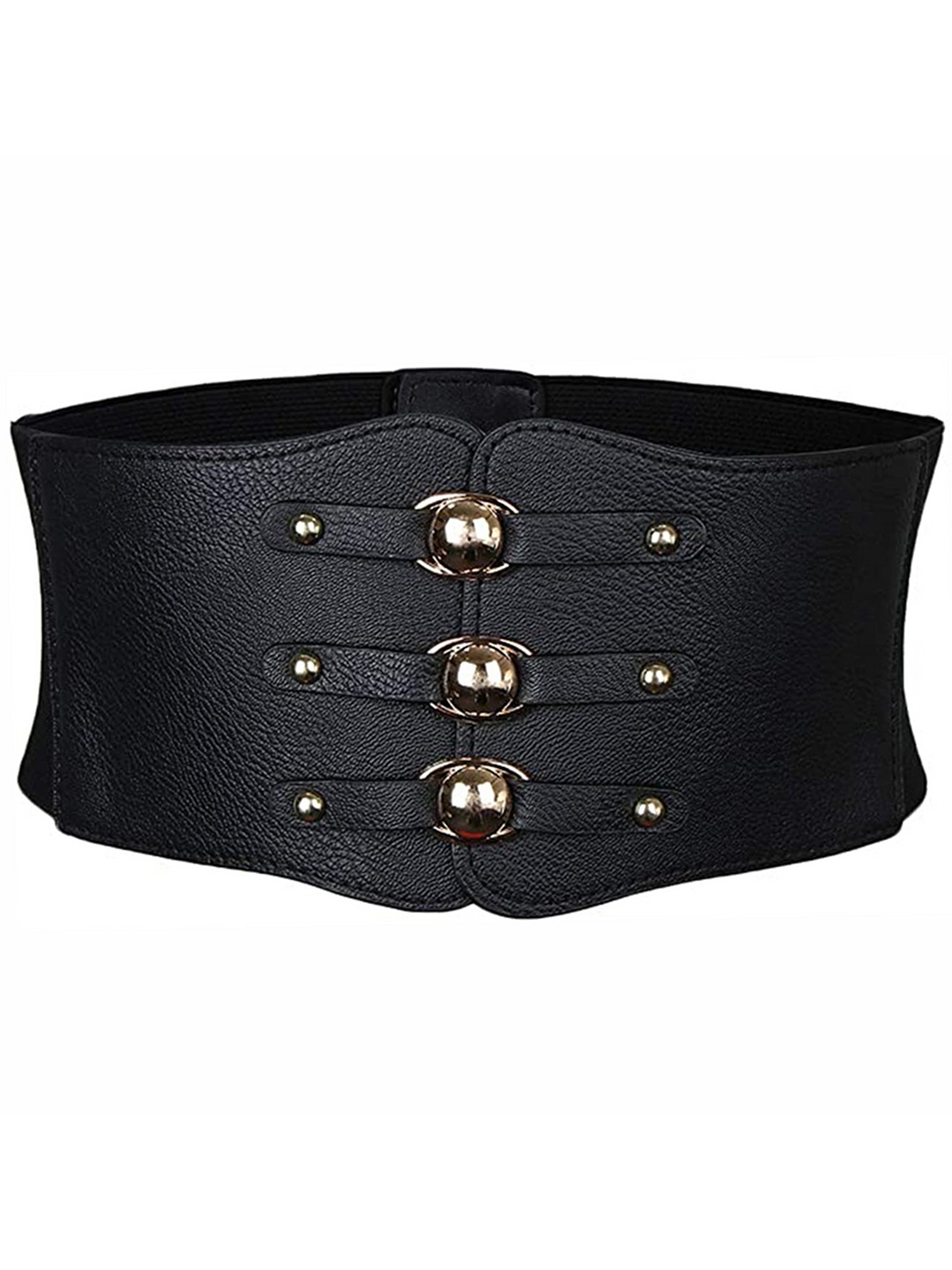 

REDHORNS Women Textured Embellished Detail Belt, Black