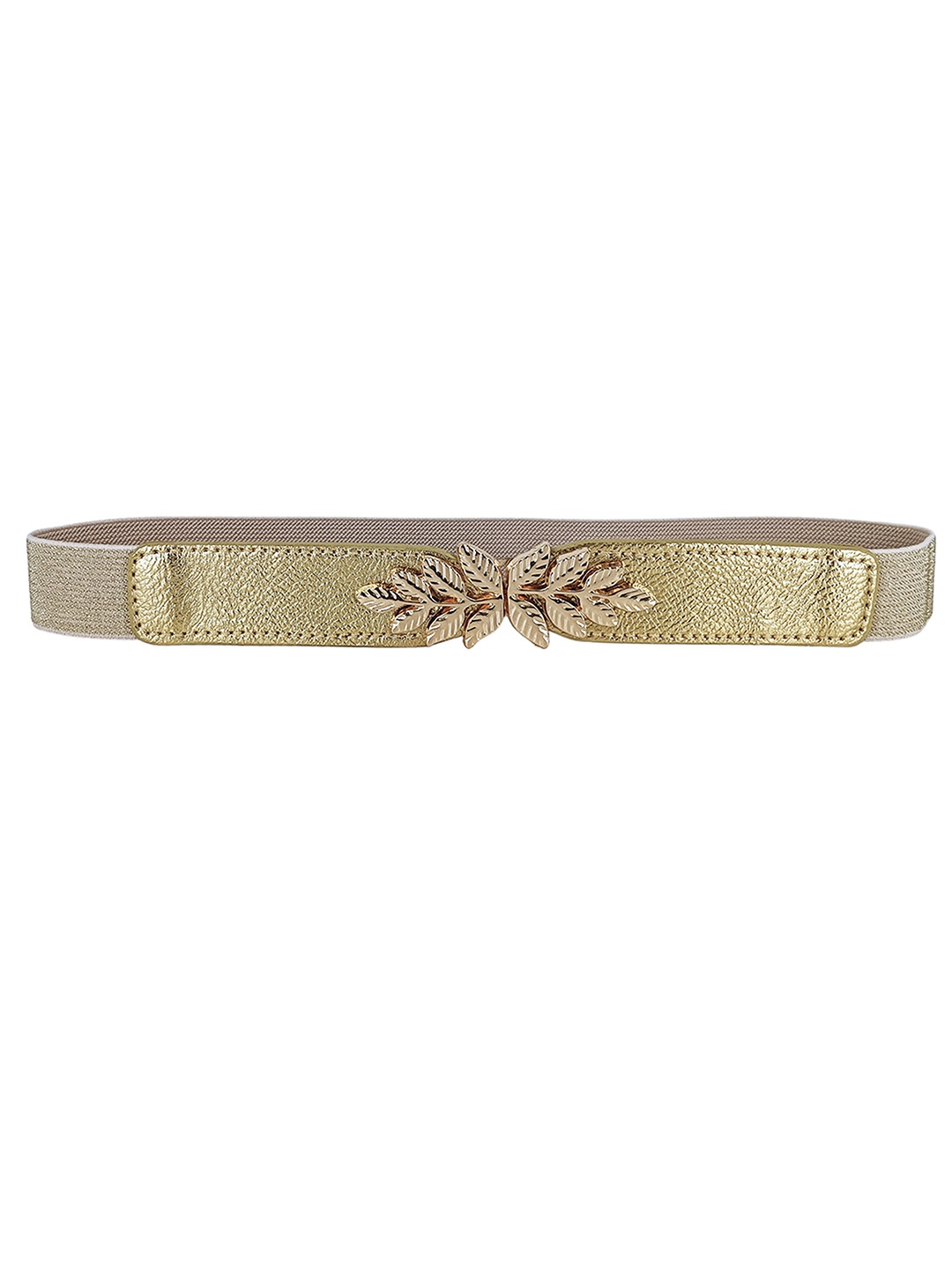 

REDHORNS Women Leaf Textured Elastic Waist Belt, Gold