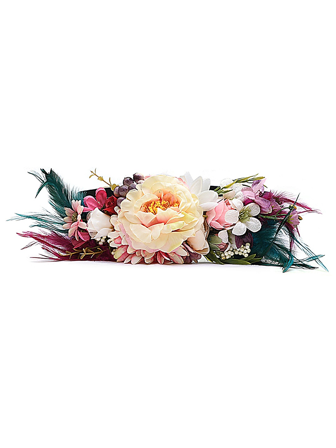 

REDHORNS Women Artificial Flower Design Stretchable Belt, Black
