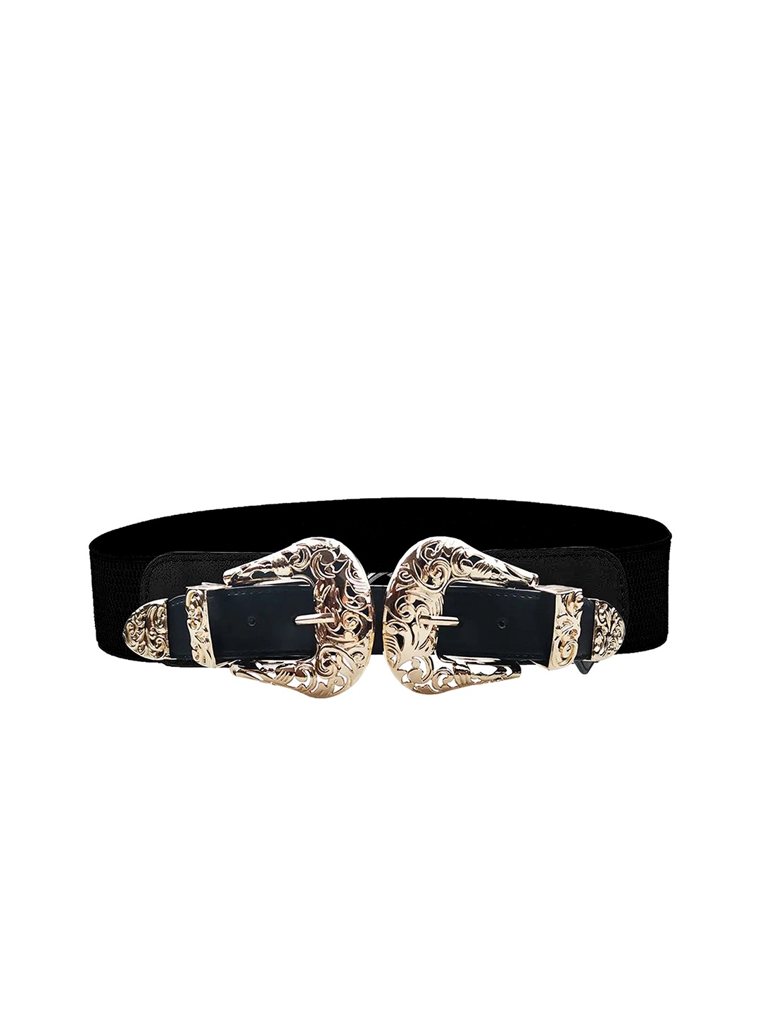 

REDHORNS Women Textured Embellished Detail Belt, Black