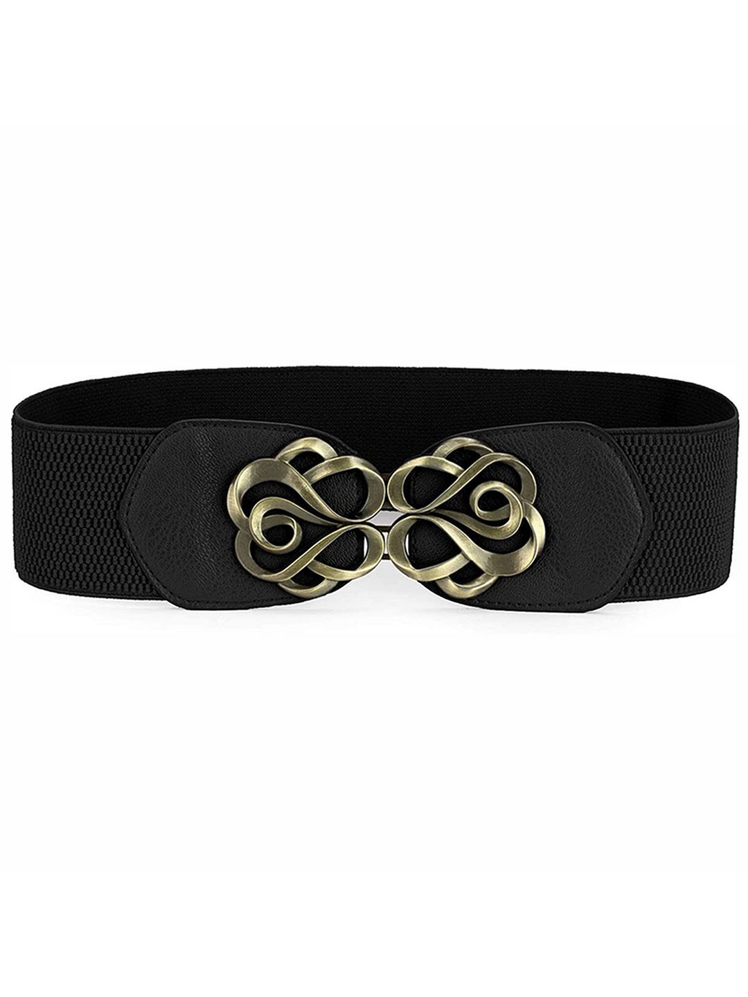 

REDHORNS Women Textured Embellished Detail Belt, Black