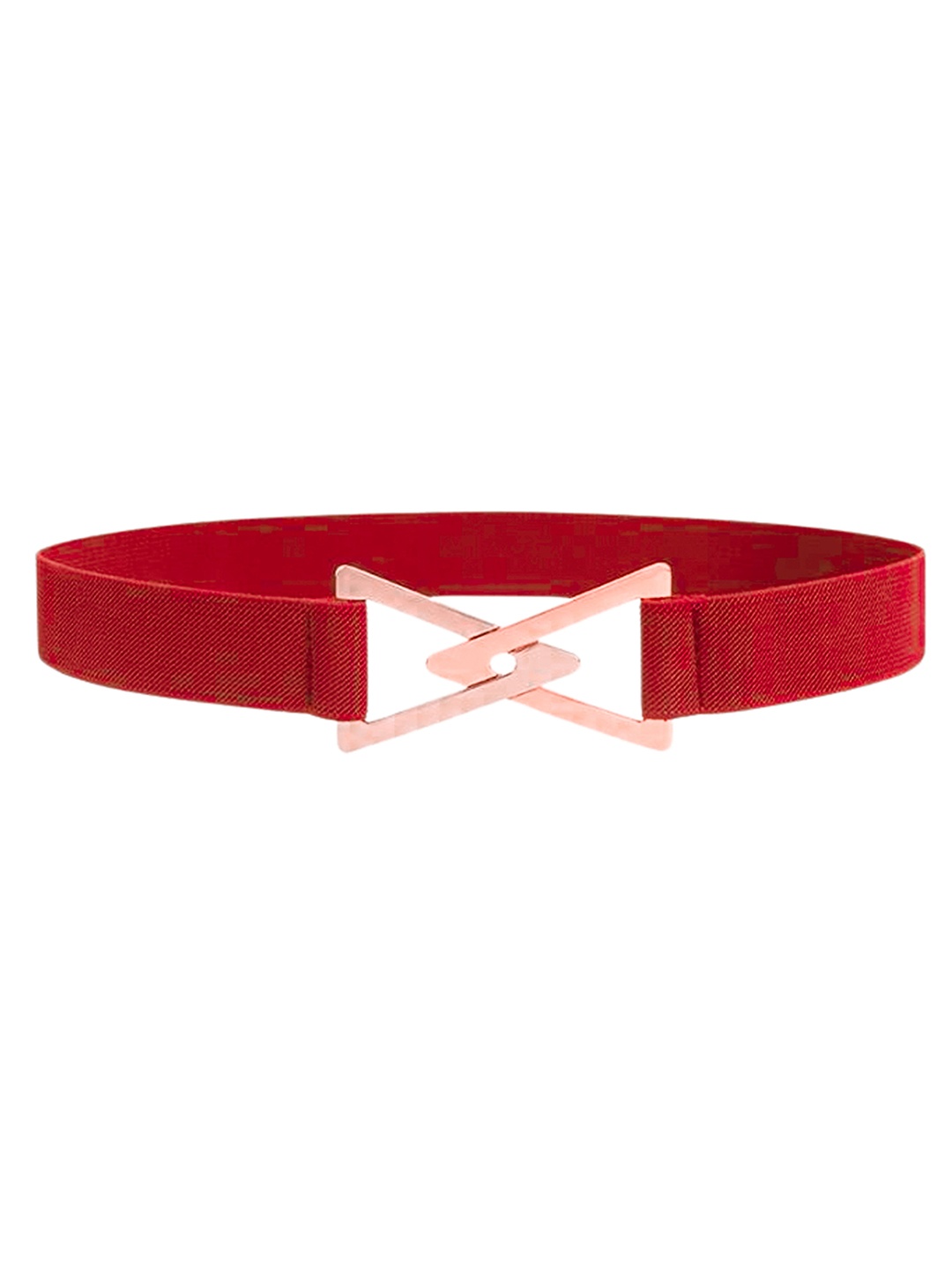 

REDHORNS Women Textured Triangle-Bow Design Stretchable Belt, Red