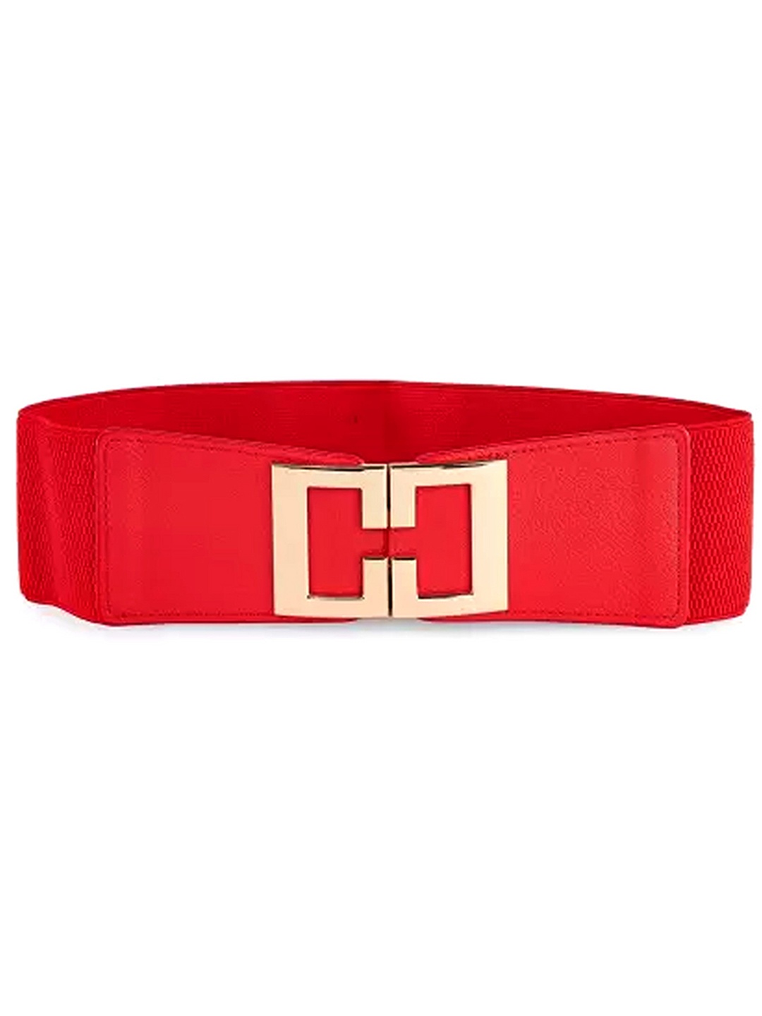 

REDHORNS Women Textured Square Shape Buckle Stretchable Belt, Red