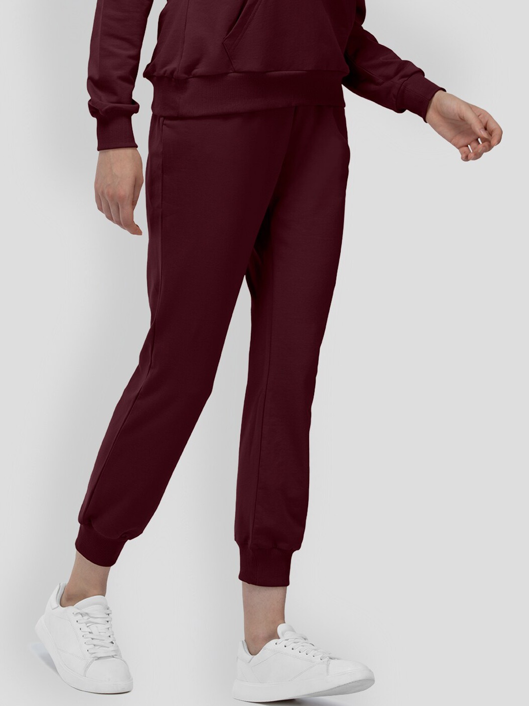 

PANGOLIN Women 4-Way Stretch Mid Rise Cotton Joggers, Burgundy