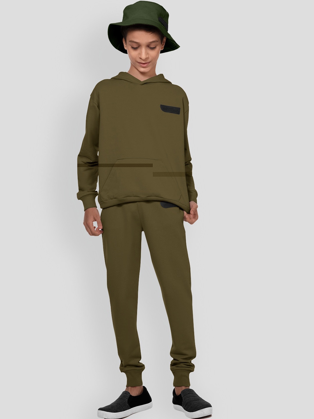 

PANGOLIN Boys Cotton Mid-Rise 4-Way Stretch Joggers, Olive