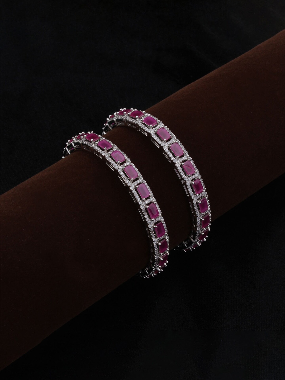 

Mirana Set Of 2 Silver-Plated AD Studded Bangle
