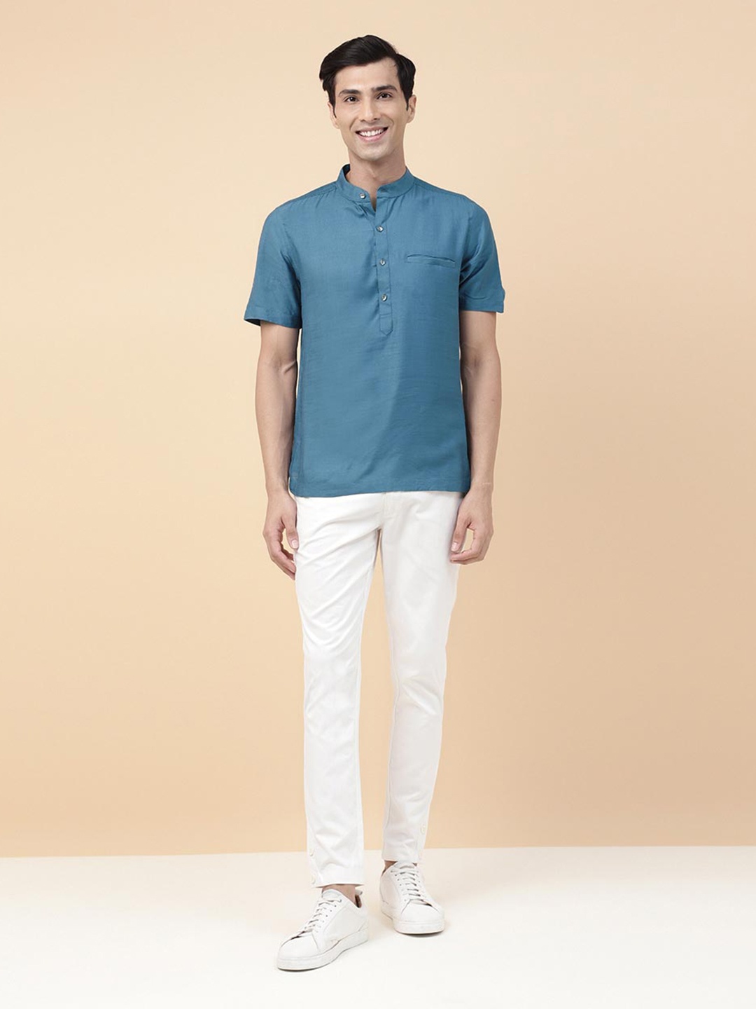 

Fabindia Slim Fit Opaque Casual Shirt, Blue