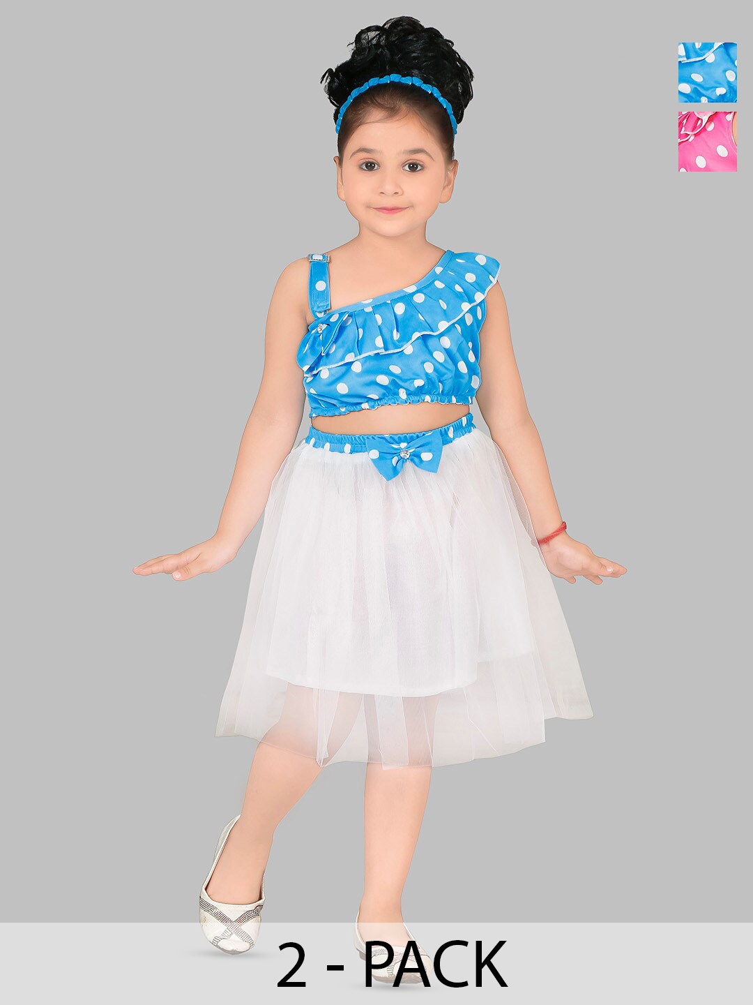 

BAESD Girls Pack Of 2 Printed Sleeveless Top with Skirt, Blue