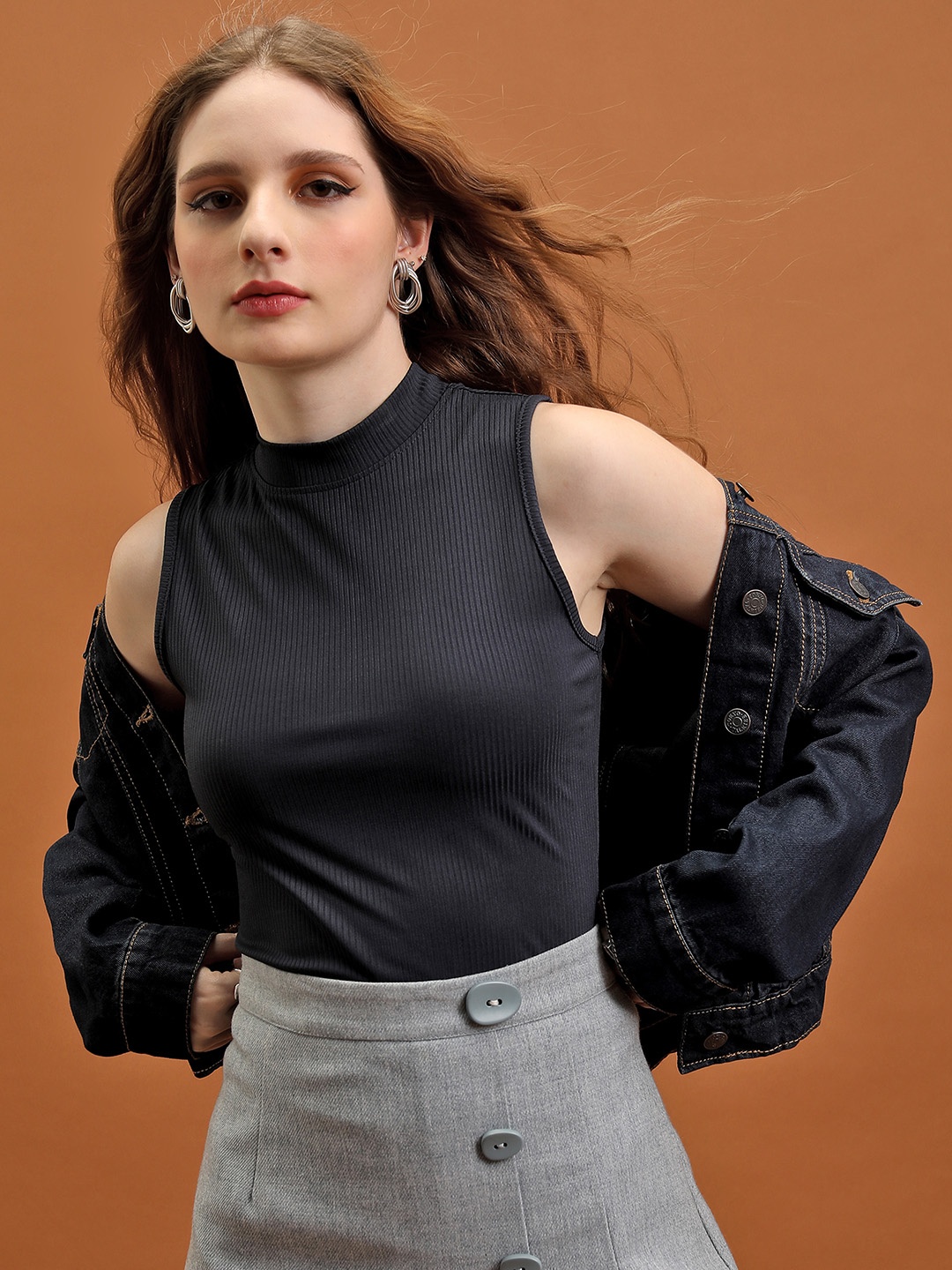 

Basics By Tokyo Talkies Black High Neck Sleeveless Top