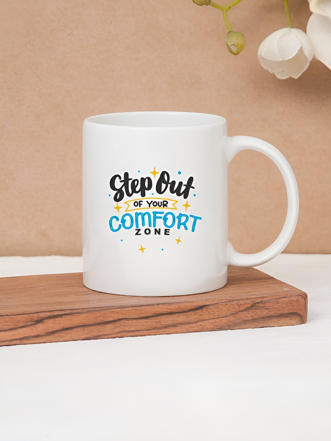 

CLAY CRAFT White & Blue Text or Slogans Printed Ceramic Glossy Mug 350 ml