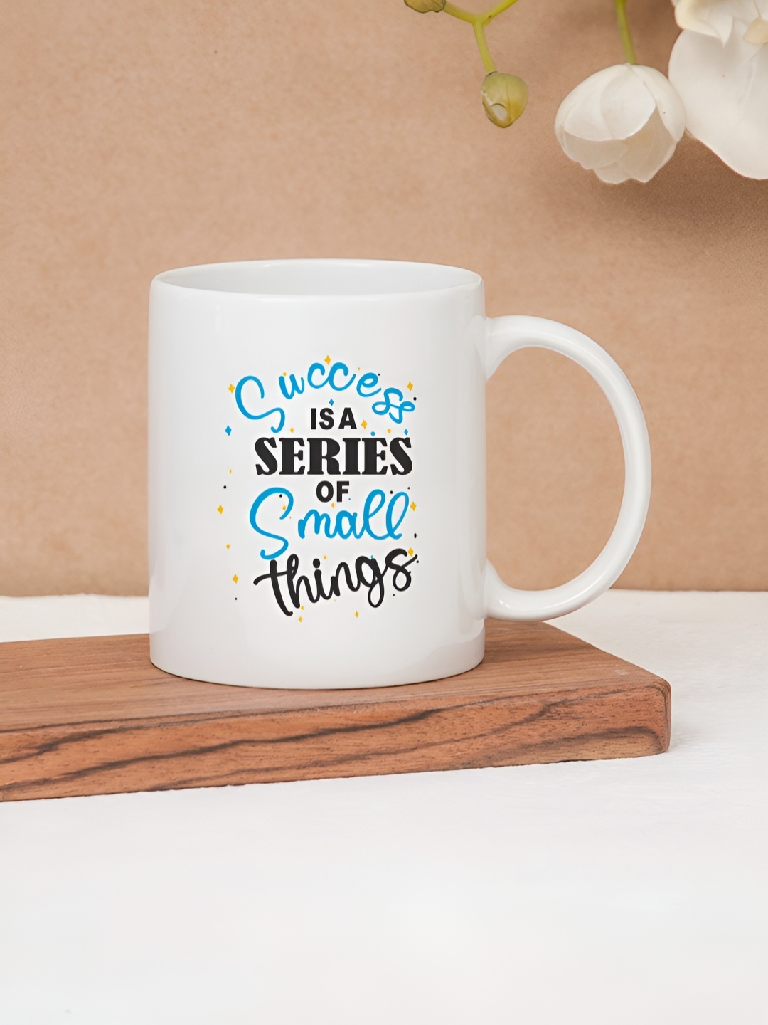 

CLAY CRAFT White & Blue Text or Slogans Printed Ceramic Glossy Mug 350 ml