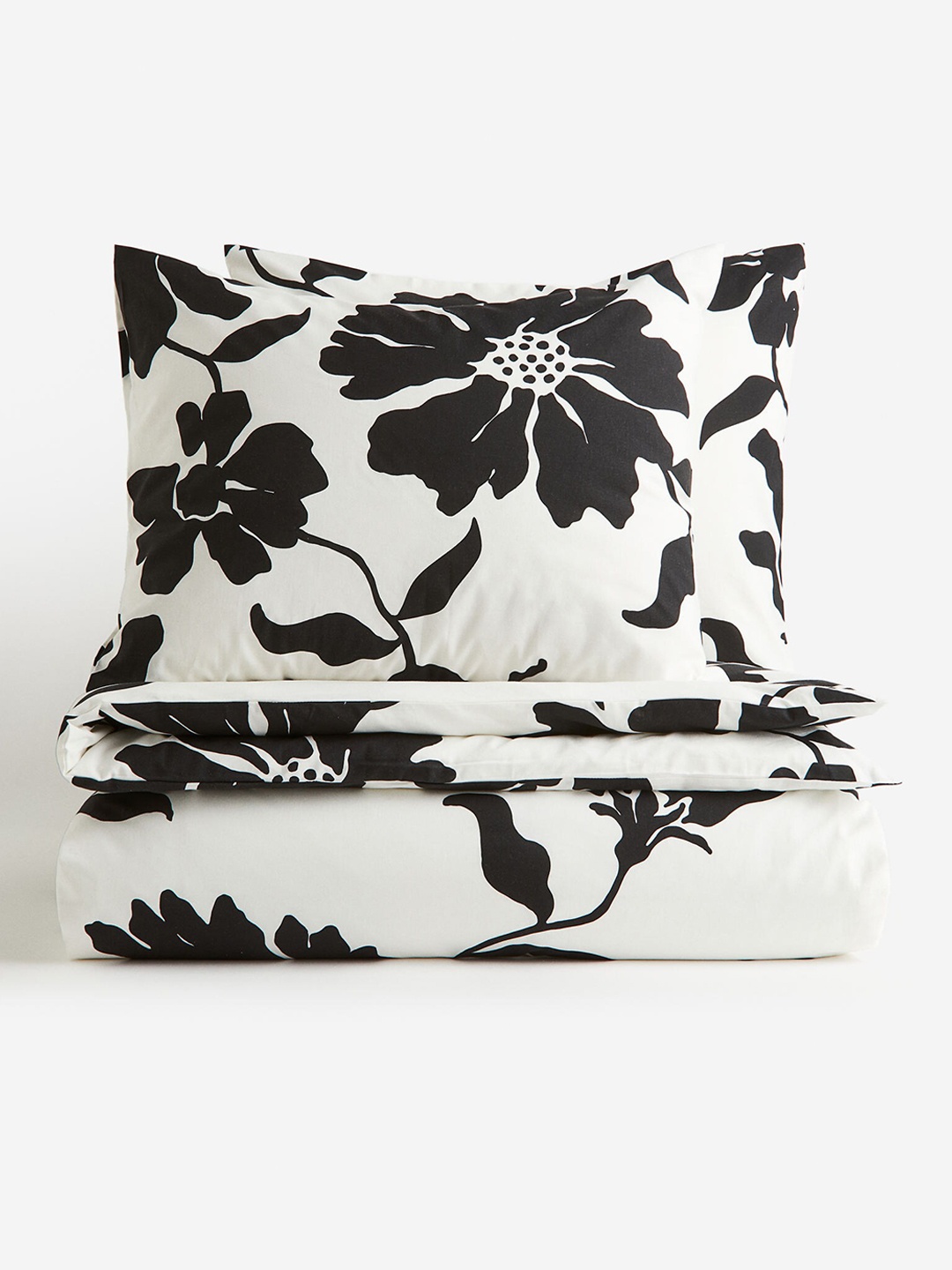 

H&M White & Black Floral Double Duvet Cover Set