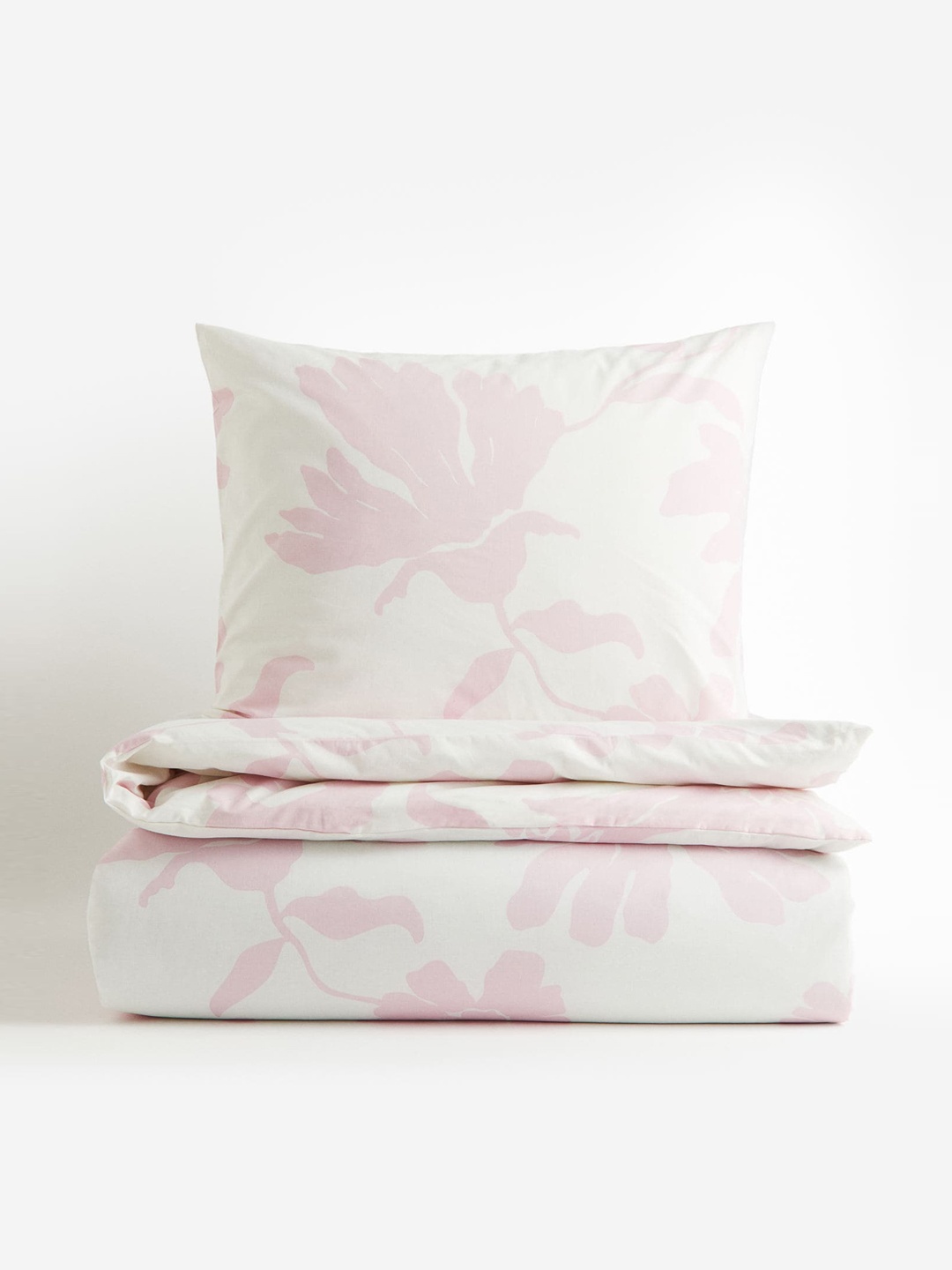 

H&M White & Pink Pure Cotton Floral Single Duvet Cover Set