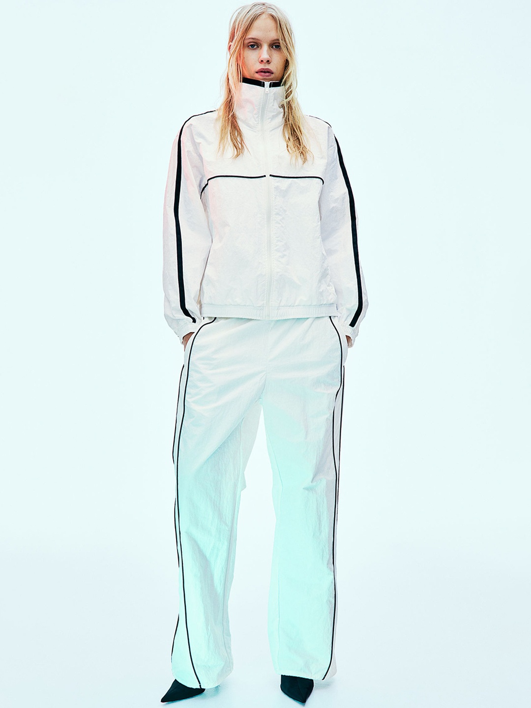 

H&M Piping-Detail Track Pants, White